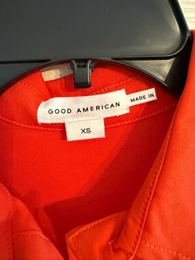 Good American Bright Red Collared Shirt Dress